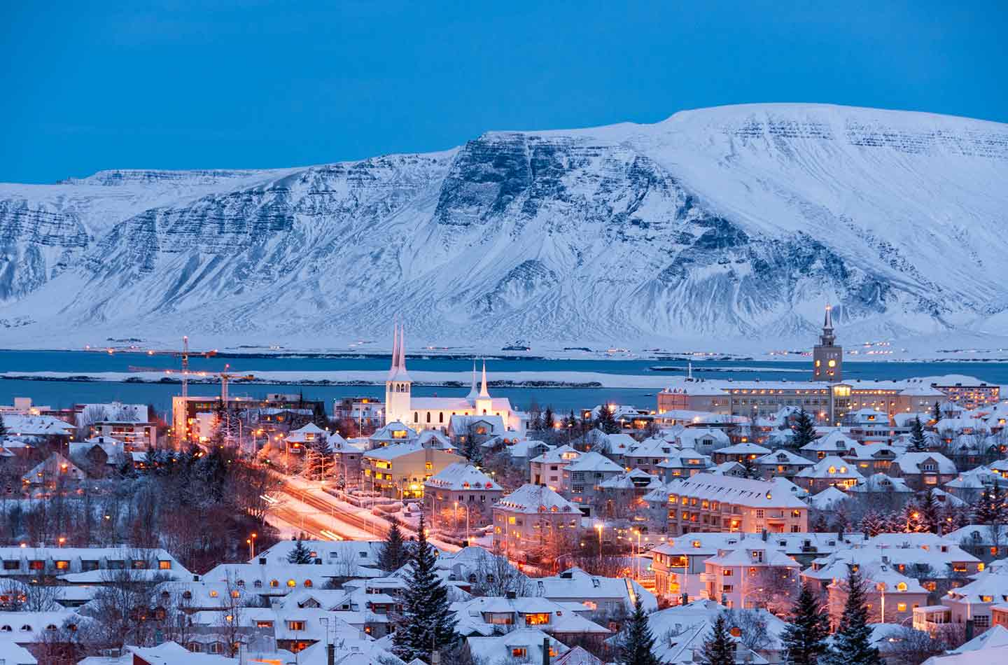 Islands Hauptstadt Reykjavík im Winter