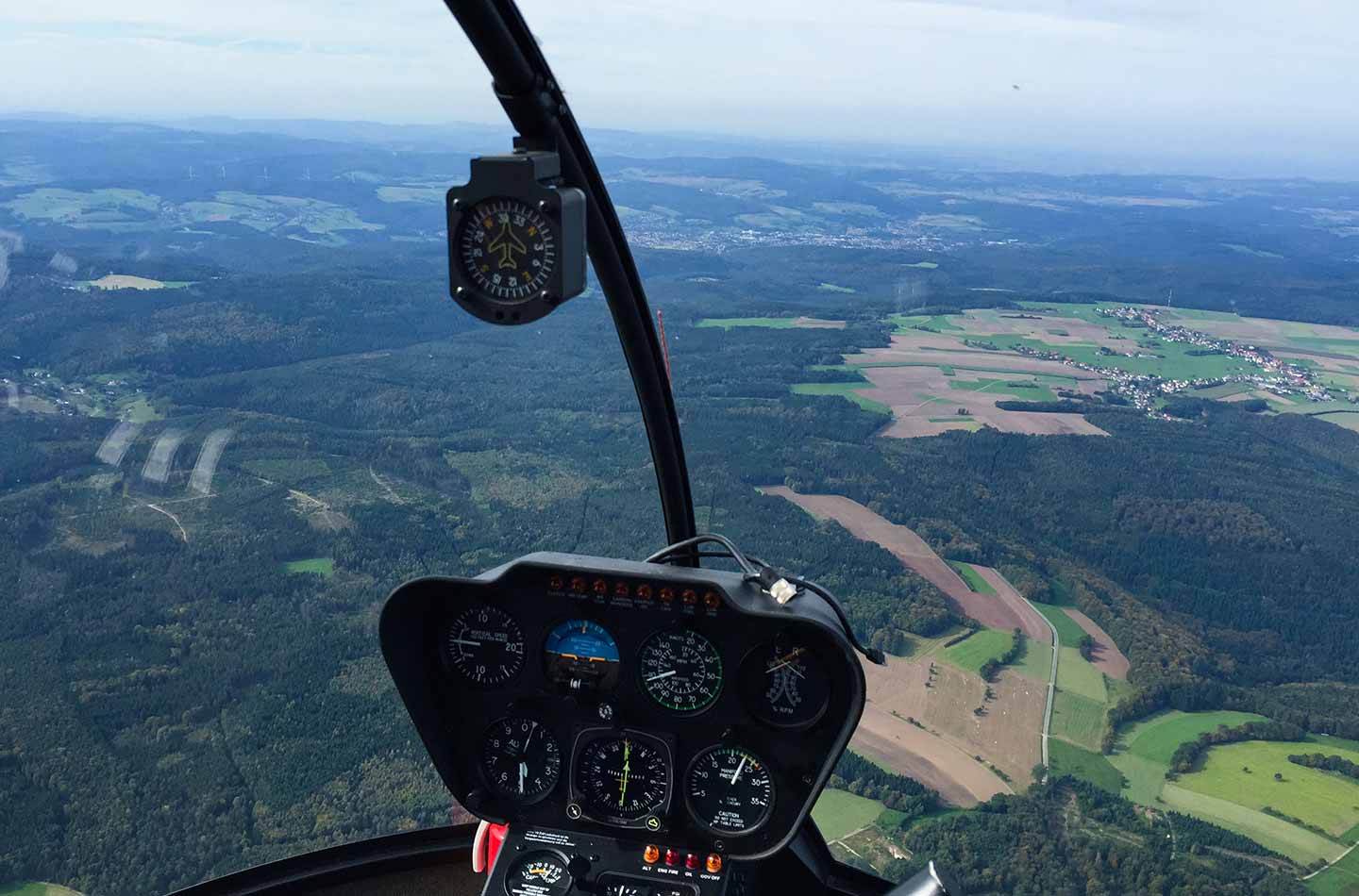 Helikopter Cockpit in der Luft